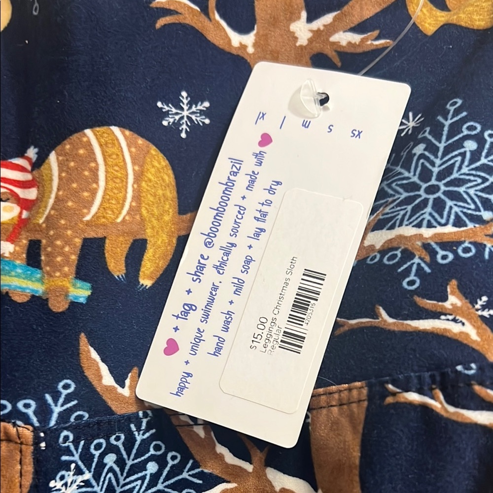 Women's Winter Sloth Print Leggings - Blue - Picture 2 of 5